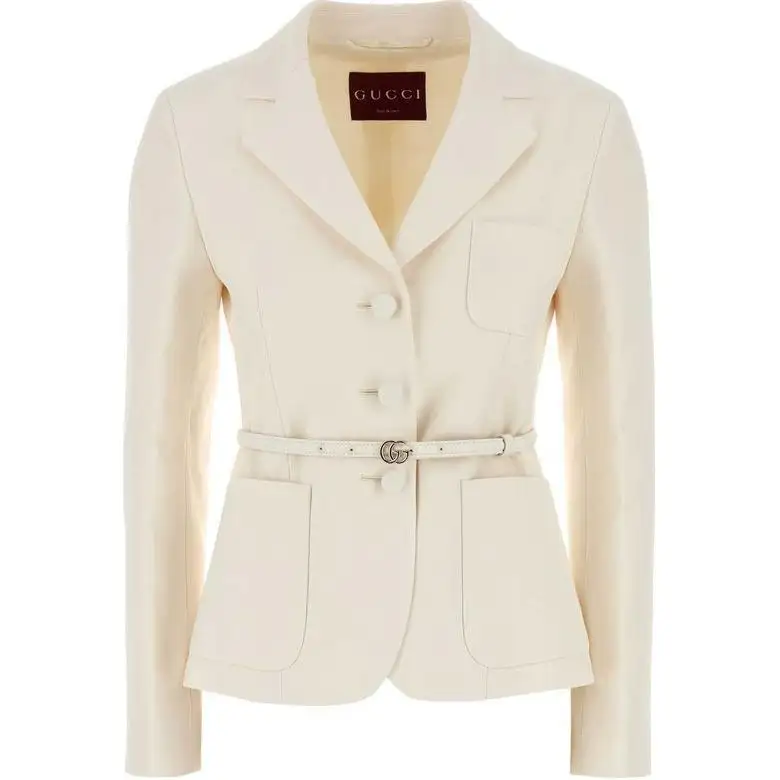 GUCCI Logo Plaque Belted Blazer