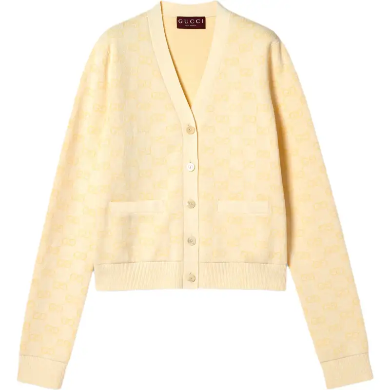 GUCCI Fine Cotton Gg Jacquard Cardigan