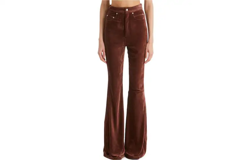 RICK OWENS Knitted Sweatpants Women's Brown Moderate Bootcut Pants