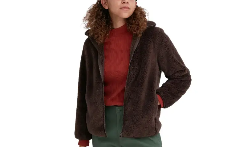 UNIQLO Velvet Jackets Women's Dark Umber Stand Collar Moderate