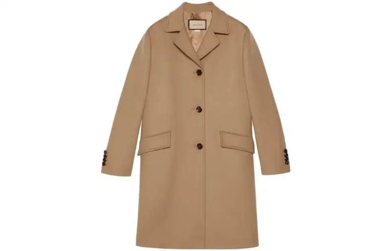 GUCCI Single Breasted Logo Plaque Coat