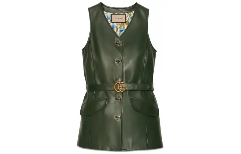 GUCCI Vests Women's Green V Neck Moderate Other