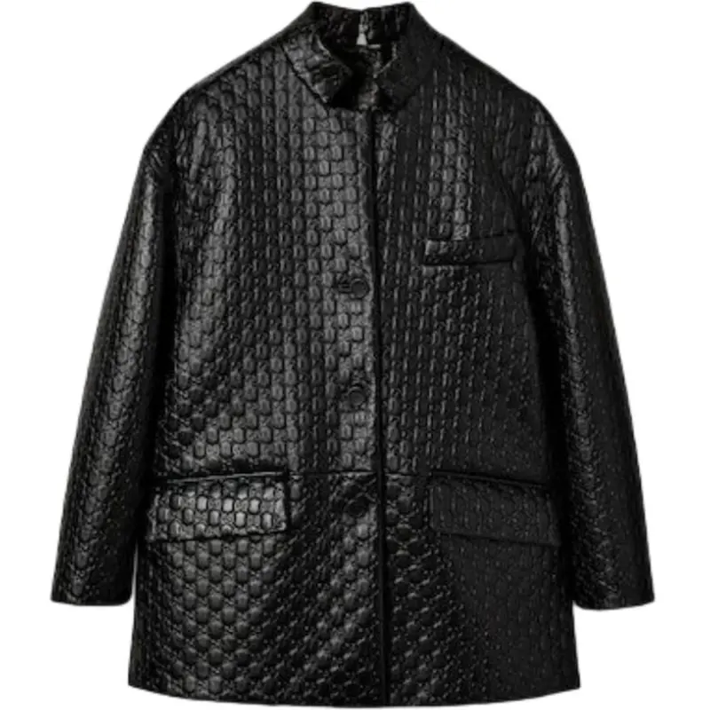 GUCCI Gg Embossed Leather Jacket