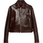 GUCCI Leather Debossed Jacket 'Brown'