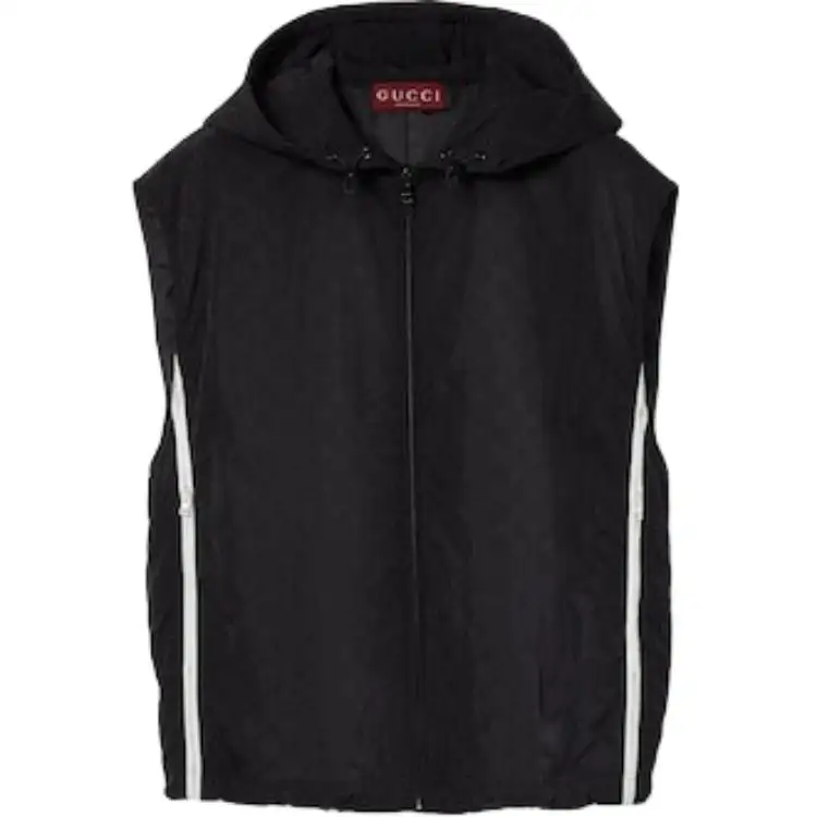 GUCCI Vests Women's Black Hooded Non Detachable Moderate Other