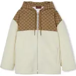 GUCCI Intarsia Wool Fleece Zip Jacket 'White/Camel'