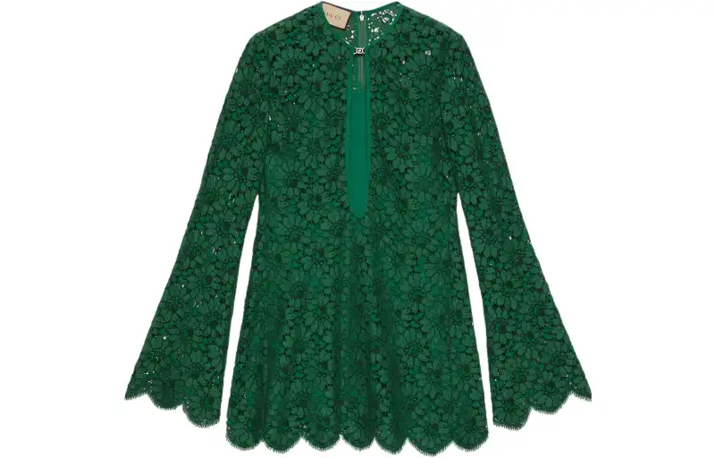 GUCCI SS22 Long Sleeved Dress Women's Green