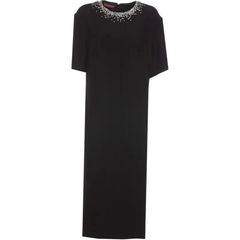 GUCCI Embellished Crewneck Midi Dress