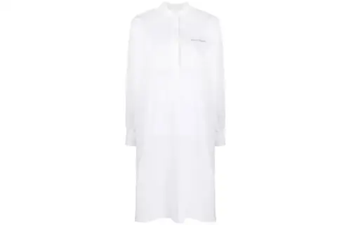 MM6 Maison Margiela Long Sleeved Dresses Women's White Crew Neck