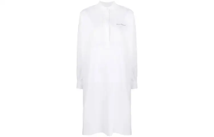 MM6 Maison Margiela Long Sleeved Dresses Women's White Crew Neck