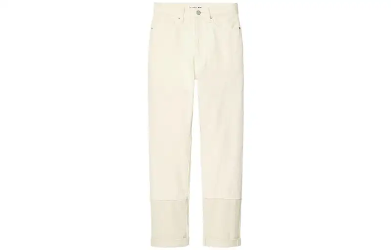 UNIQLO X JW Anderson Uniqlo Jw Anderson Co Branded Series Jeans Women's Ivory Moderate Straight Fit Pants