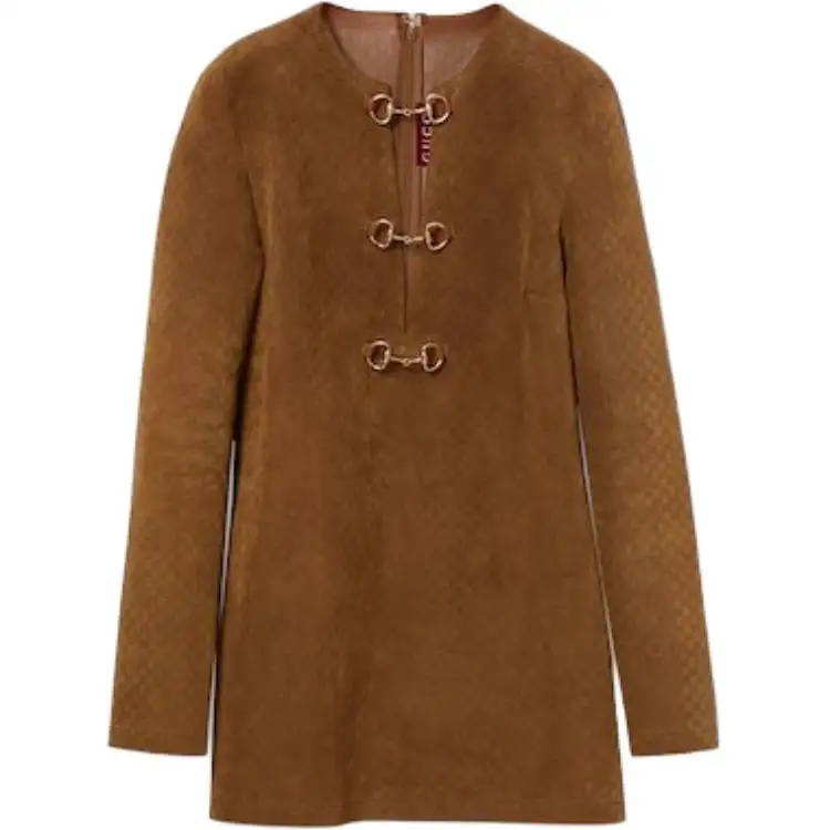 GUCCI Monogrammed Horsebit Detailed Mini Dress