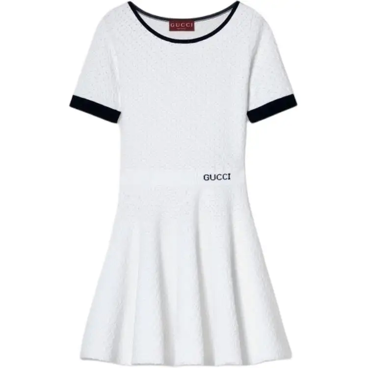 GUCCI Logo Intarsia Short Sleeve Dress