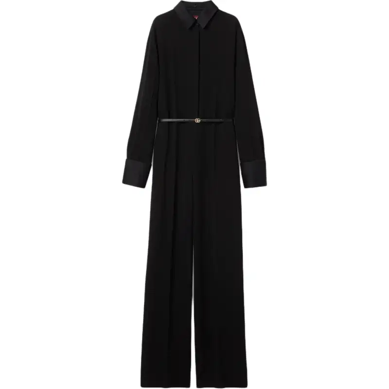 GUCCI Drop Shoulder Belted Waist Jumpsuit