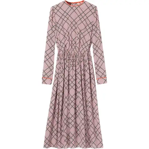 GUCCI Horsebit Check Print Long Sleeve Dress