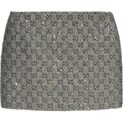 GUCCI FW24 Casual Short Skirts Women's Silver Gray