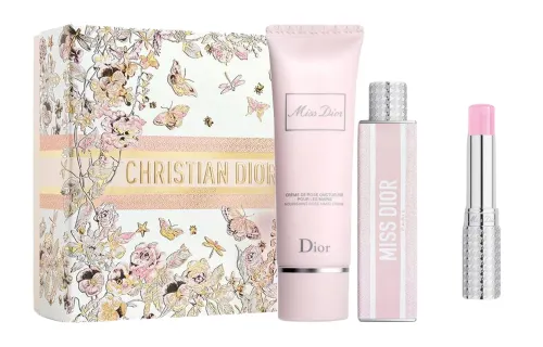 DIOR Hand cream, balm, perfume, set, floral lemon gift box contains rose, white musk, 3.2g, 50 ml