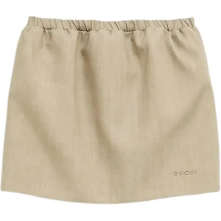 GUCCI Tulip Elastic waistband Linen Mini Skirt