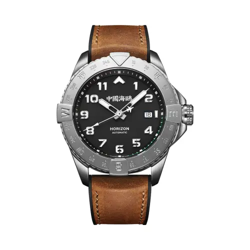 Sea-Gull Pilot Sky Series Pilot Air Force Chronograph Automatic Mechanical Movement Silicone Strap National Watch Men's Watch Black Dial Watch Men's Watch 814.27.1123