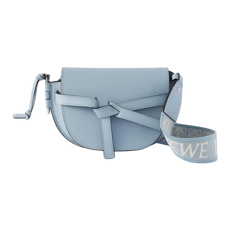 LOEWE Gate Calfskin Shoulder Bag, Crossbody Bag Mini Women's Light Blue