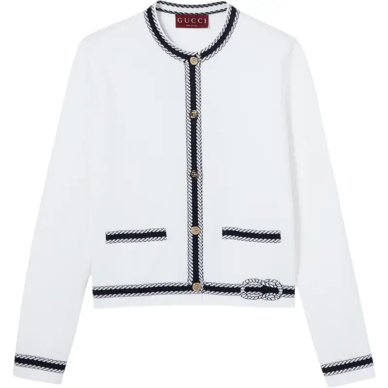 GUCCI Cotton Stitch Cardigan With Intarsia