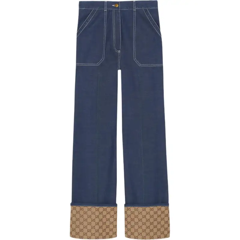 GUCCI Jeans Women's Blue Moderate Straight Fit Pants