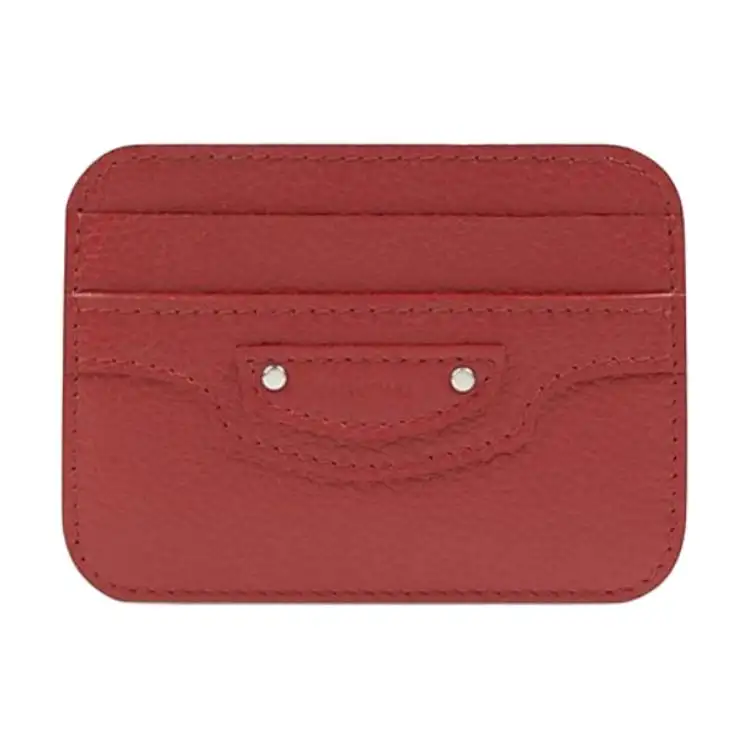 Balenciaga Grain Calfskin Card Holder Unisex China Red