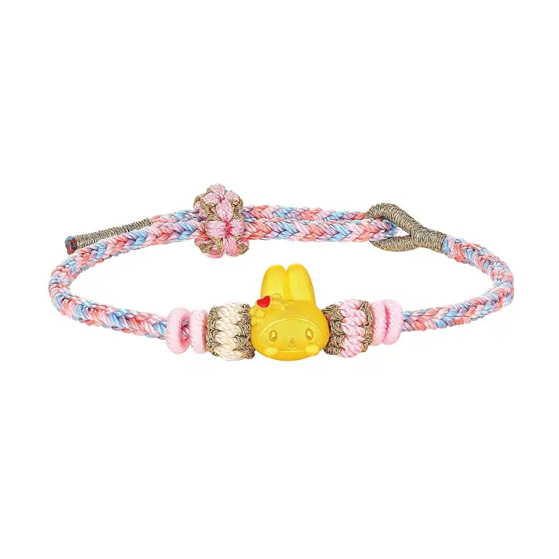 Trendy Acer Sanrio Series Melody Peach Blossom Little Red Heart for Girlfriend Exquisite and Cute Rabbit Rabbit Girl Heart Light Luxury Sweet Good Luck Pure Gold One Price Gold Bracelet Women's Style