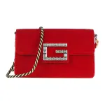 GUCCI Velvet Shoulder Bag, Crossbody Bag Women's Red