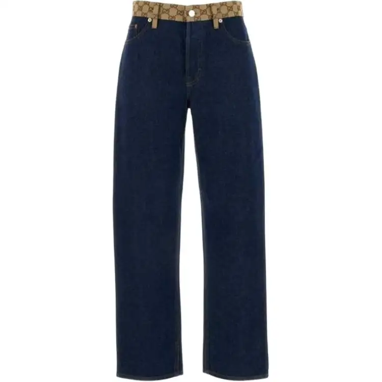 GUCCI Logo Waistband Detailed Boyfriend Jeans