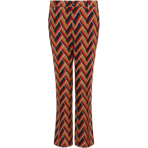 GUCCI Geo Printed Boot Cut Pants Print Camel