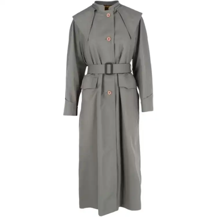 GUCCI Oversized Cotton Trench Coat Smoke Grey Mix