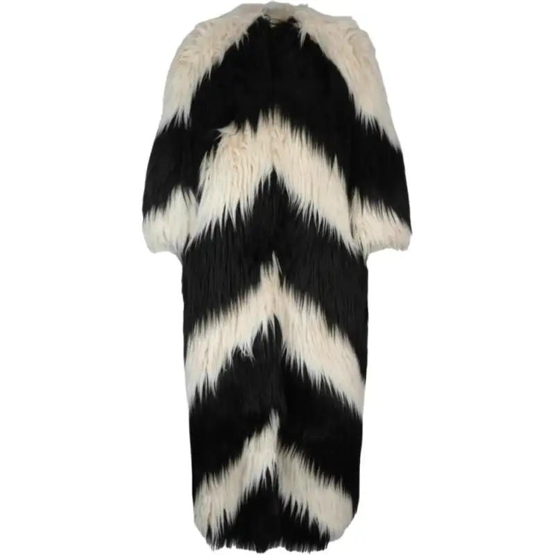 GUCCI Shag Faux Fur Coat White/Black