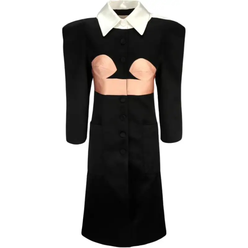 GUCCI Duchesse Satin Dress Coat Black