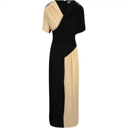 GUCCI Silk Sable Crystal Embellished Dress Black