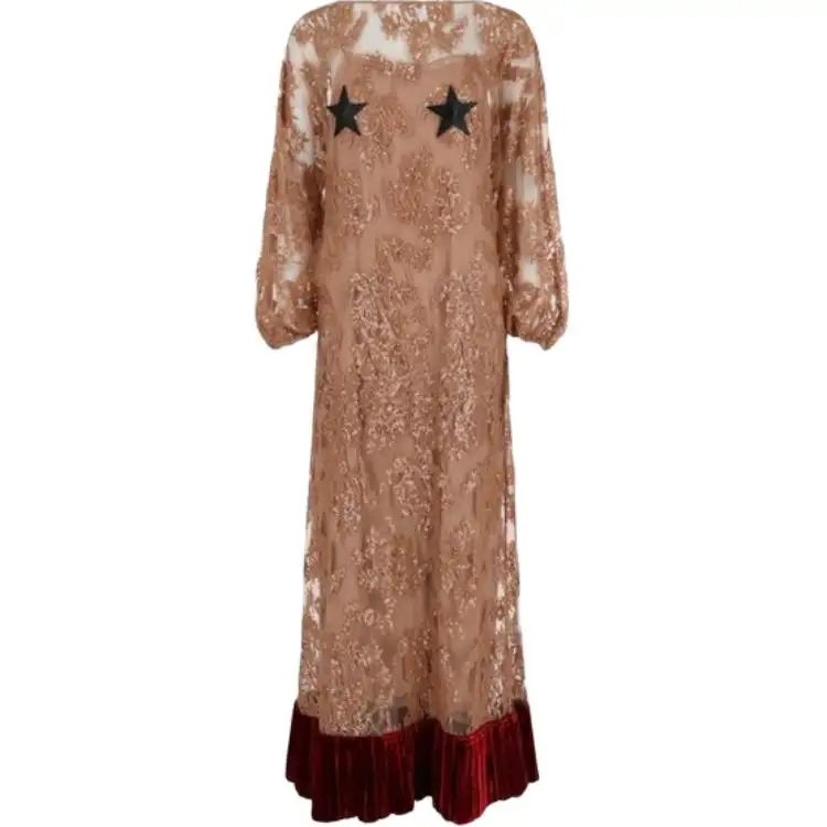 GUCCI Floral Lace Dress Brown