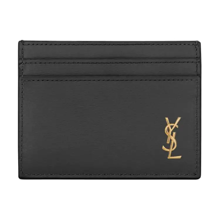 SAINT LAURENT Cow Leather Card Holder Women's Black