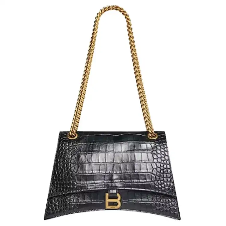 Balenciaga Crocodile Leather Handbag, Shoulder Bag Large Women's Black