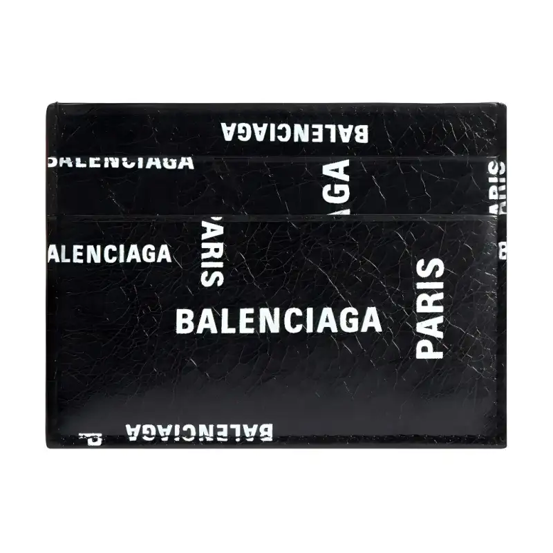 Balenciaga Bal Paris AlloverCash Card Holder Men Black White