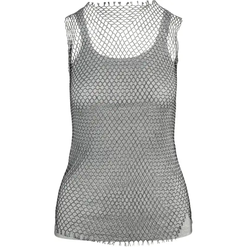 GUCCI Crystal Embellished Tank Top Grey