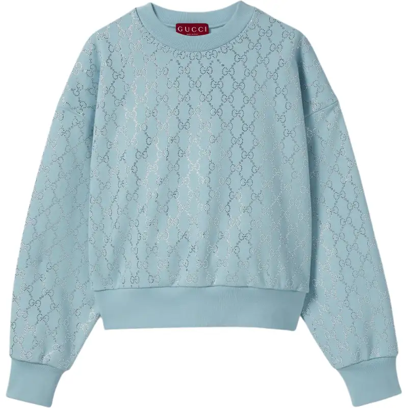 GUCCI Cotton Jersey Sweatshirt With Crystals