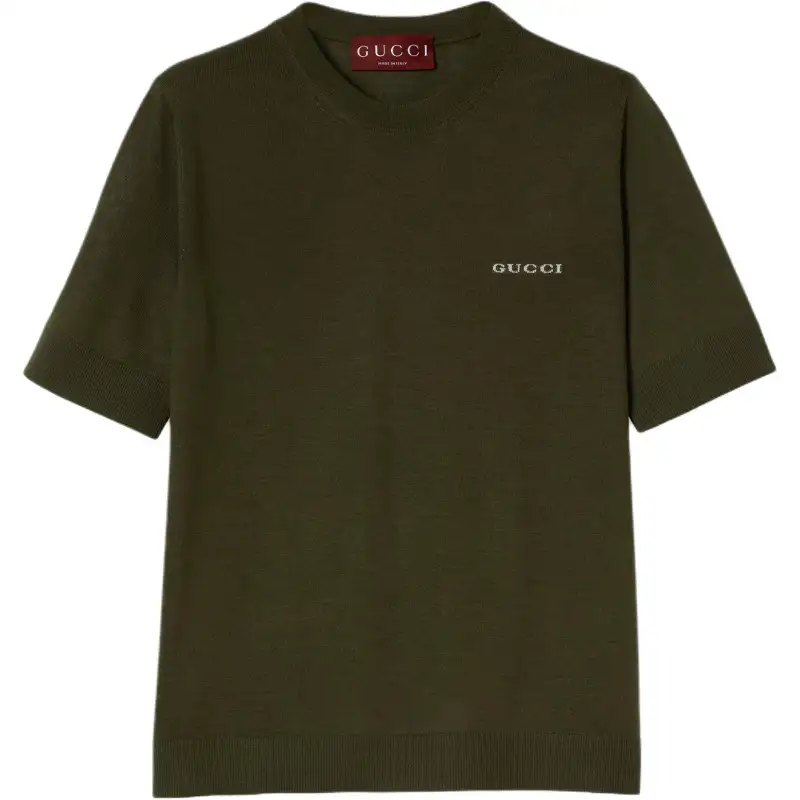 GUCCI Logo intarsia Cashmere Top