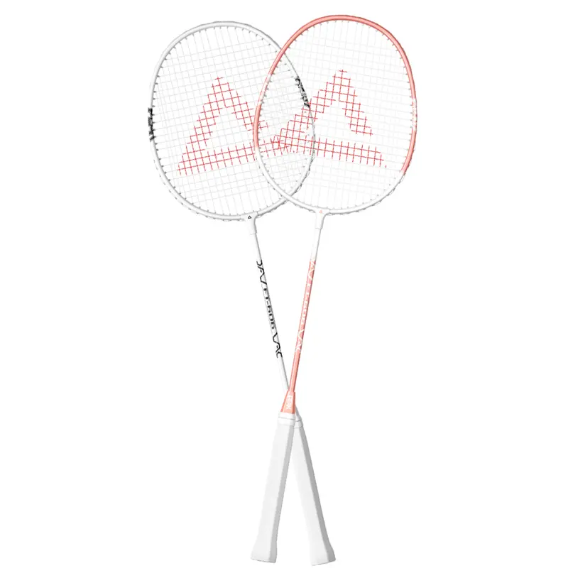 High quality ultra light white fuchsia racket for badminton for beginners, for students, barrel head impact