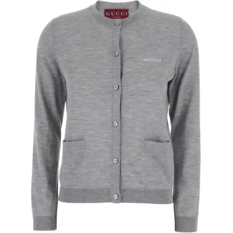GUCCI Logo Embroidered Button Up Cardigan