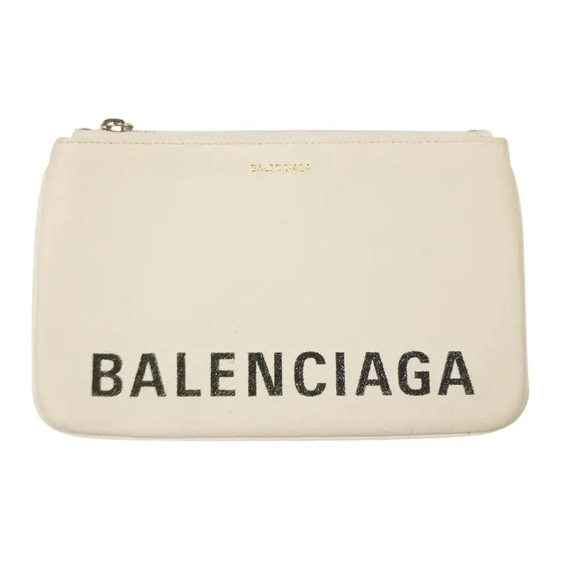 Balenciaga Grain Calfskin Clutch Women's Cream