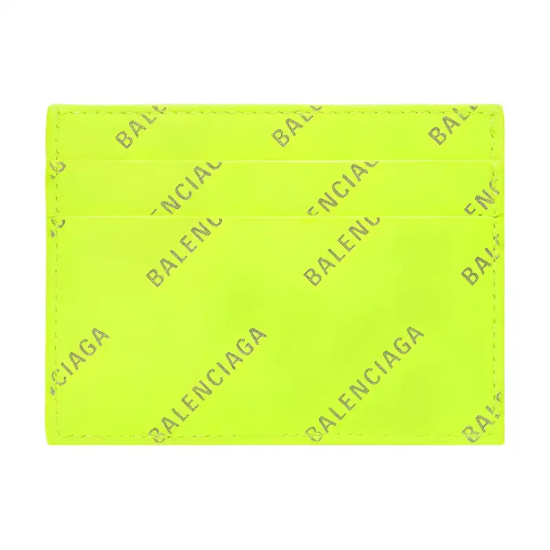 Balenciaga Calfskin Card Holder Card Holder Men's Neon Green/White