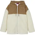 GUCCI Intarsia Wool Fleece Zip Jacket 'White/Camel'