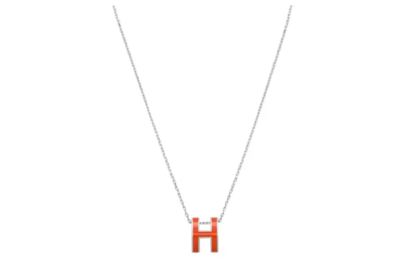 HERMES POP H Metal Necklaces Women's Silver Chain