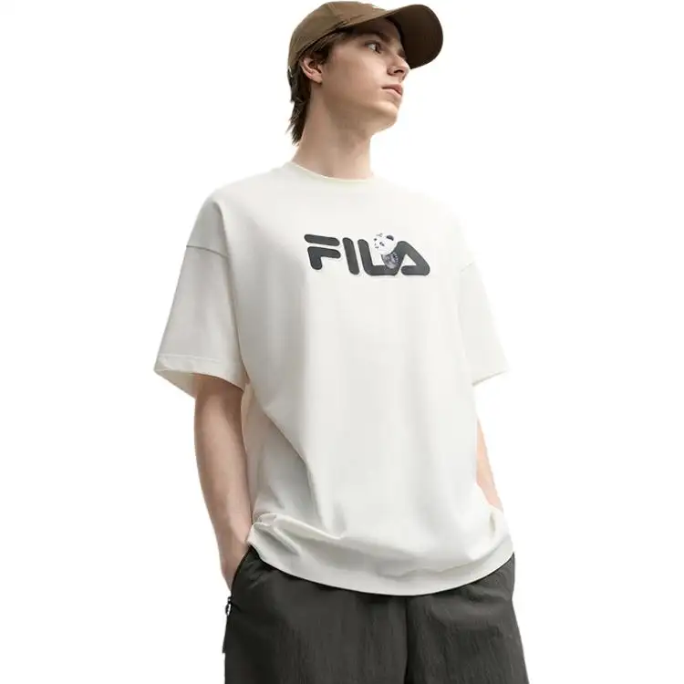 FILA T Shirts Unisex Cloud White WT Crew Neck Moderate Straight Fit
