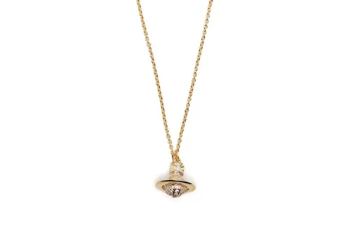 Vivienne Westwood Carmela Pendant Three-dimensional Saturn Crystal Ball Pendant Brass Necklace Women's Gold